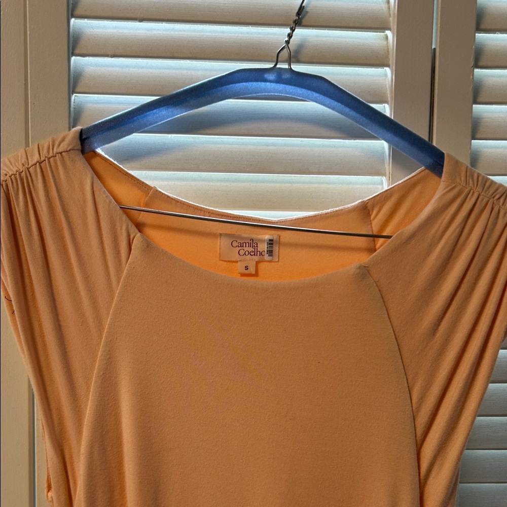 Camila Coelho Peach Short Sleeve Boatneck Top
